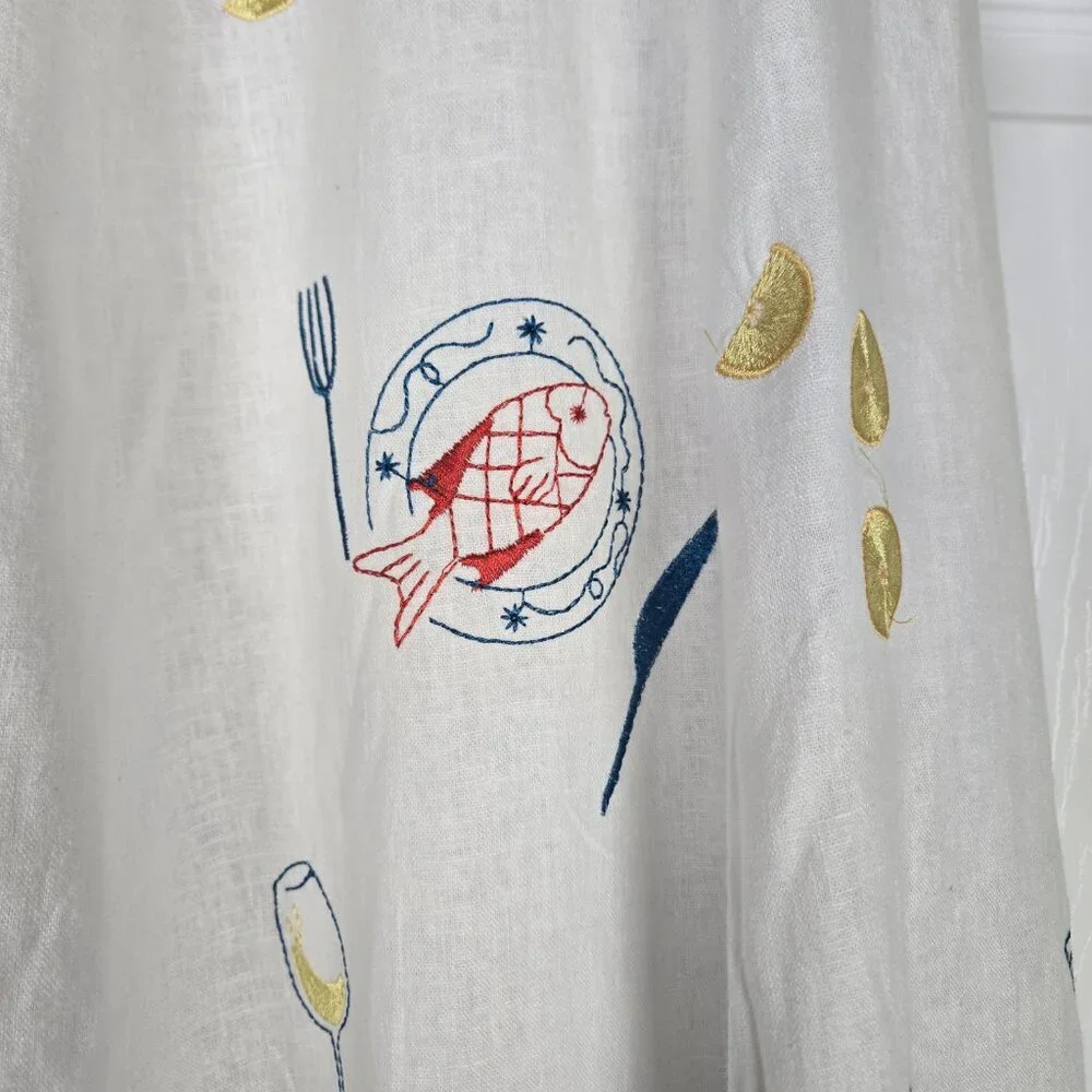 Caroline Constas Embroidered Off White Linen Blend Skirt 4 Maxi Length NEW - Picture 4 of 12